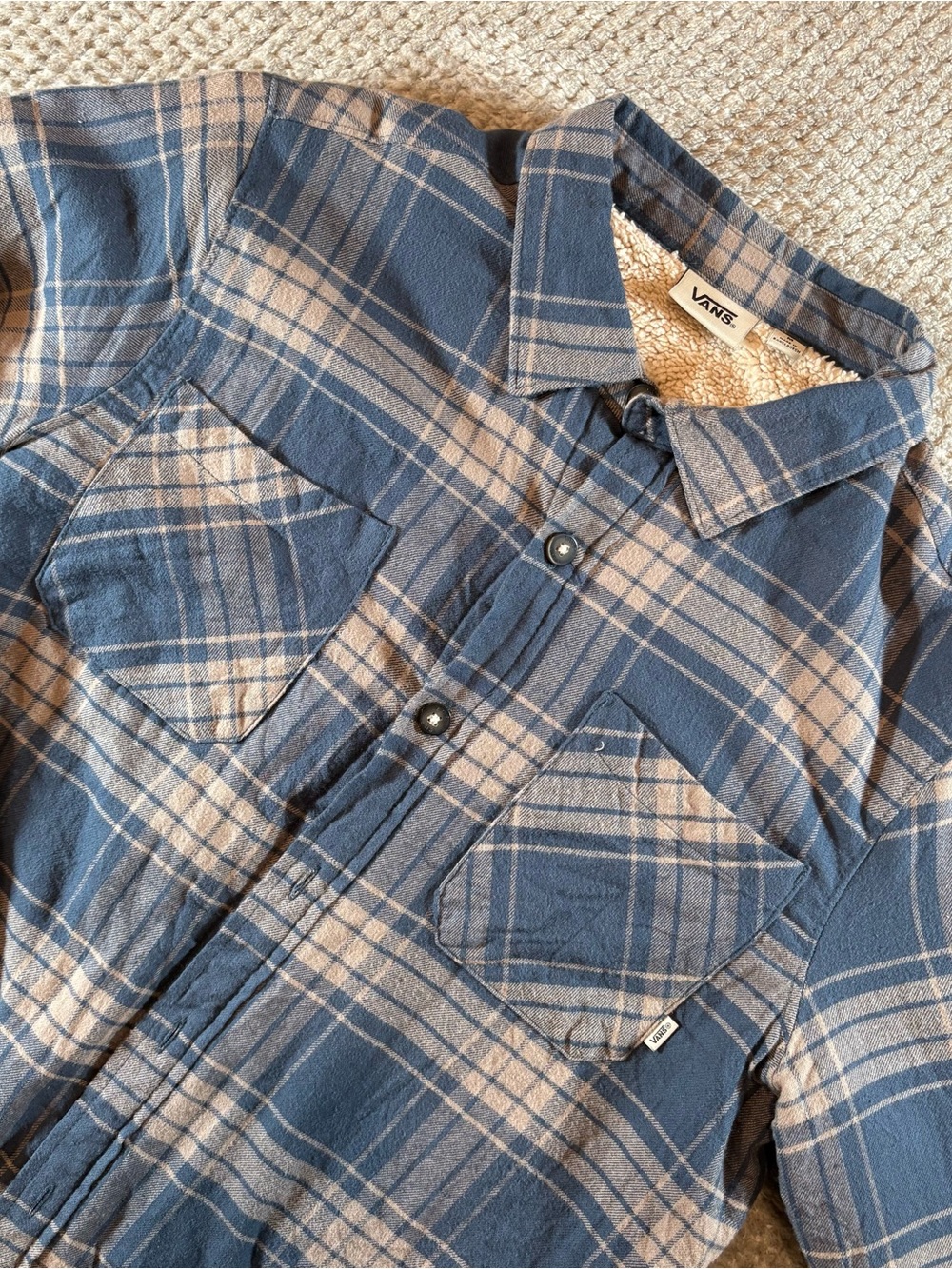 Vans Men’s M Fleece-Lined Flannel Skateboarding Jacket Plaid Button-Up Coat